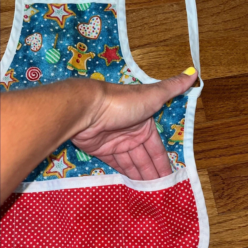 Gingerbread Pattern Kids Bib with Red Accents